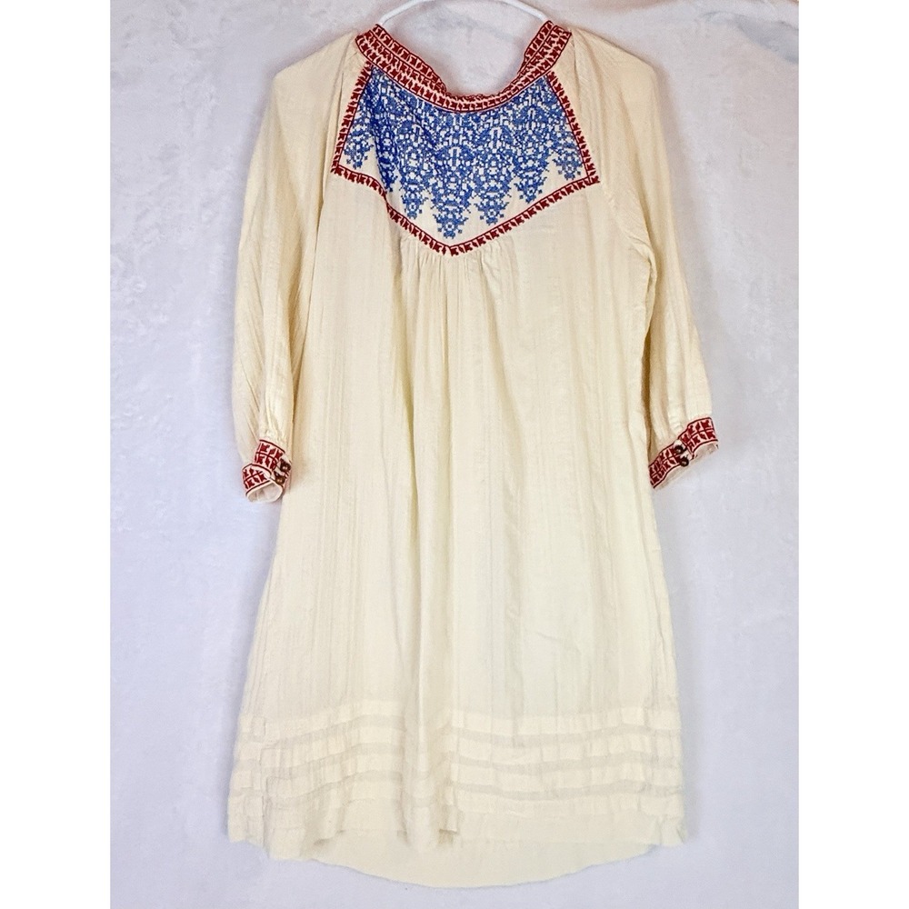 Vintage Y2K Juicy Couture Boho Embroidered Cotton Peasant Dress Size 8 - Picture 3 of 9
